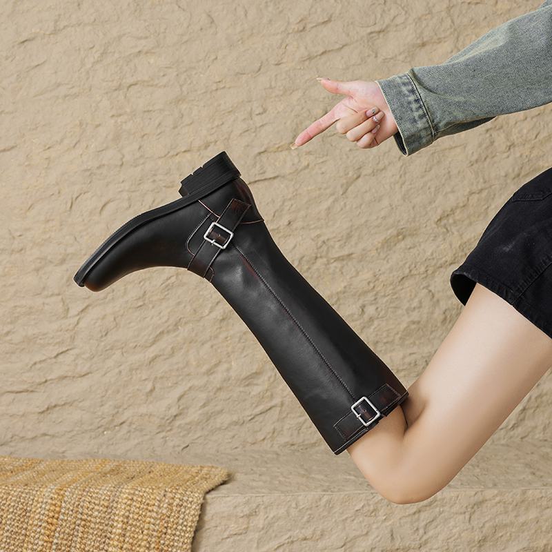 Krazing Pot Зимние сапоги для верховой езды из коровьей кожи с квадратным носком — фото 10