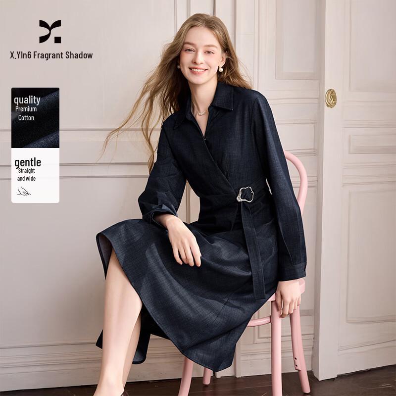 Xiangying Women s French Style Shirt Dress M