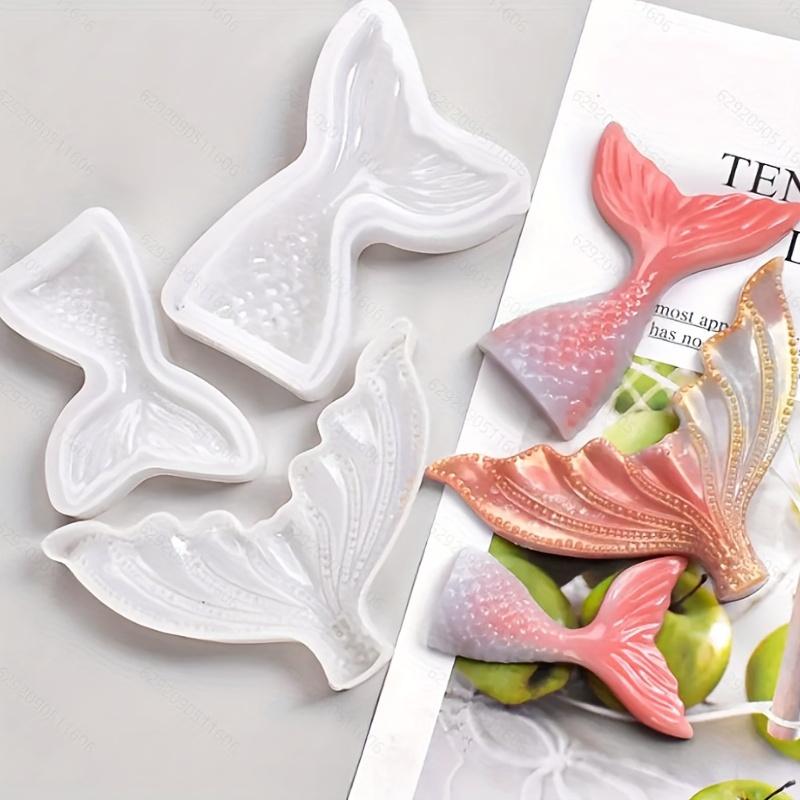 3Charming Mermaid Tail Silicone Mold Pendant-Sparkling Crystal Cake Decoration Handmade Fishtail Baking Creative