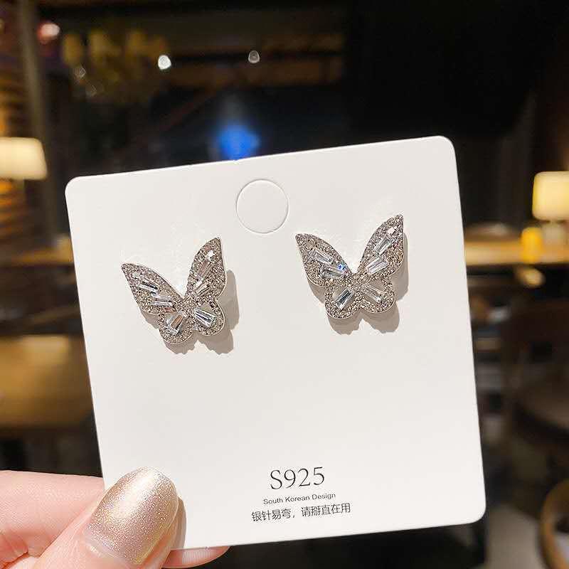 New Zircon Black Crystal copper Colour Butterfly Earrings for Women Fashion Personality Earrings Wedding Zircon Birthday Gifts