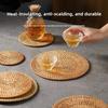 1/4pcs 20cm Round Rattan Woven Placemat Heat Resistant Pot Mat Anti Scald Table Mat Non Slip Coaster for Kitchen Dining Table