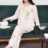 Pajamas women's spring and autumn silk new Chinese loungewear can be worn outside the national style middle-aged and elderly mother's cotton and silk