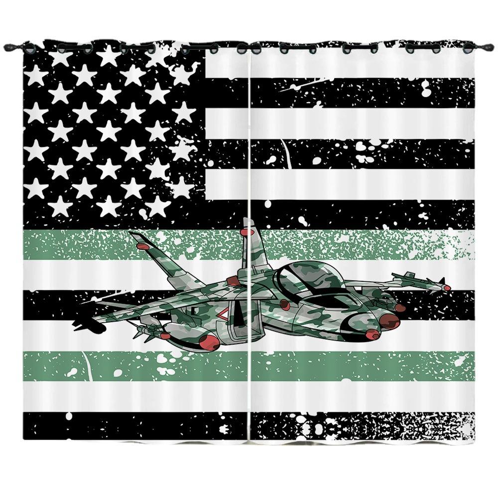 Curtain Cartoon Airplane 3D Digital Printing Blackout Curtain Punching