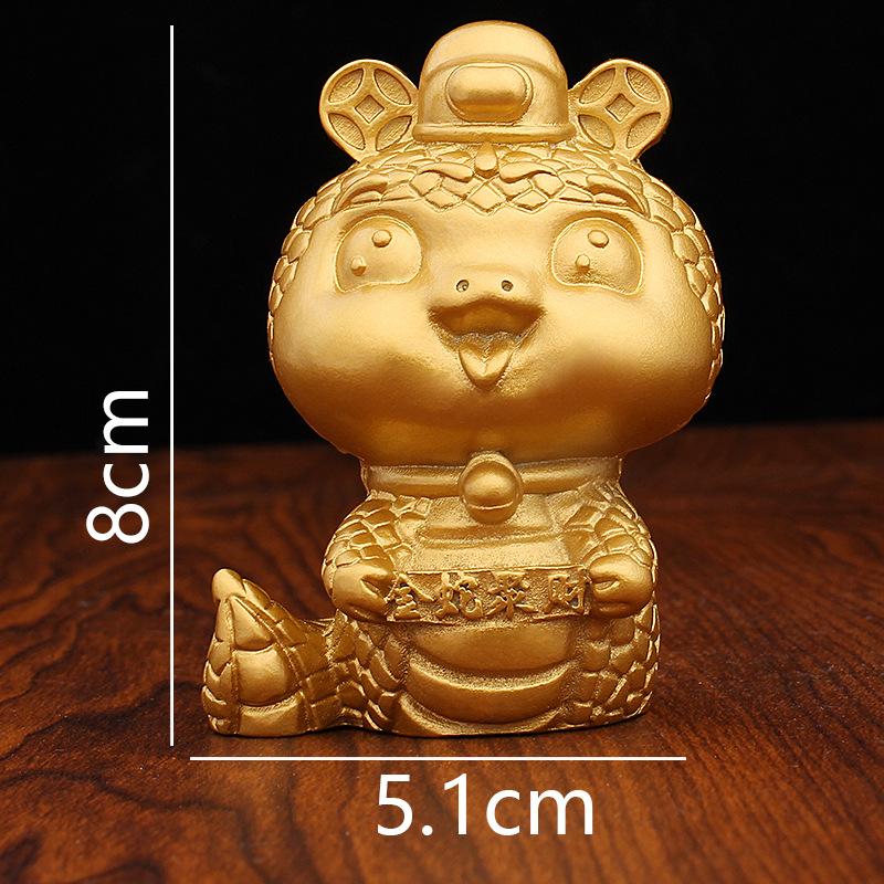 

2025 Year of the Snake mascot, little snake doll, cute treasure, golden snake gathering wealth gift, desktop decoration, metal ornaments, handicrafts