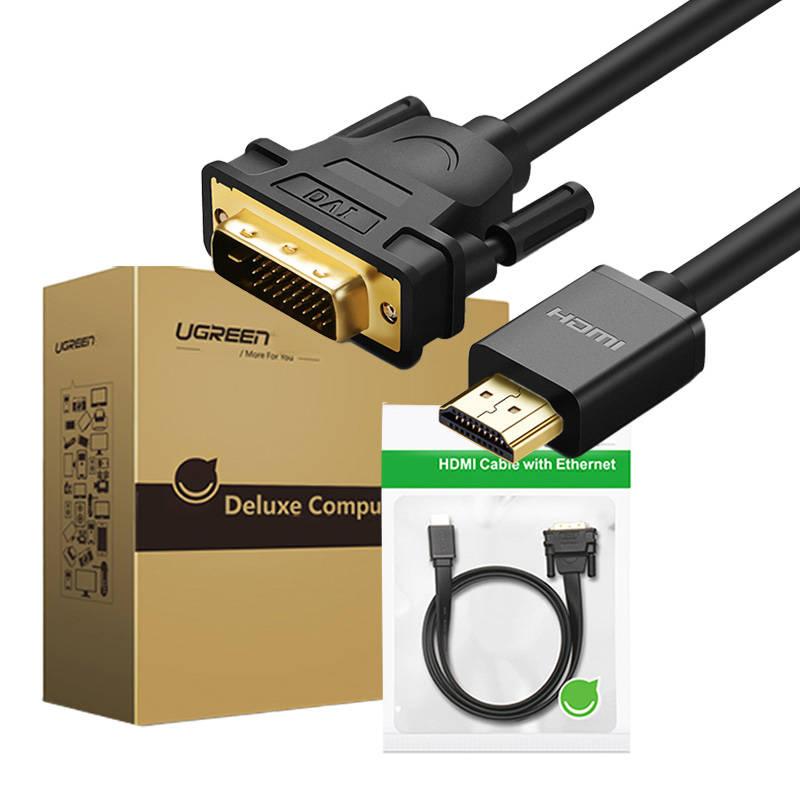 Cable Ugreen cable cable adapter DVI adapter 24 + 1 pin (male) - HDMI (male) FHD 60 Hz 1.5 m black (HD106 11150) Black