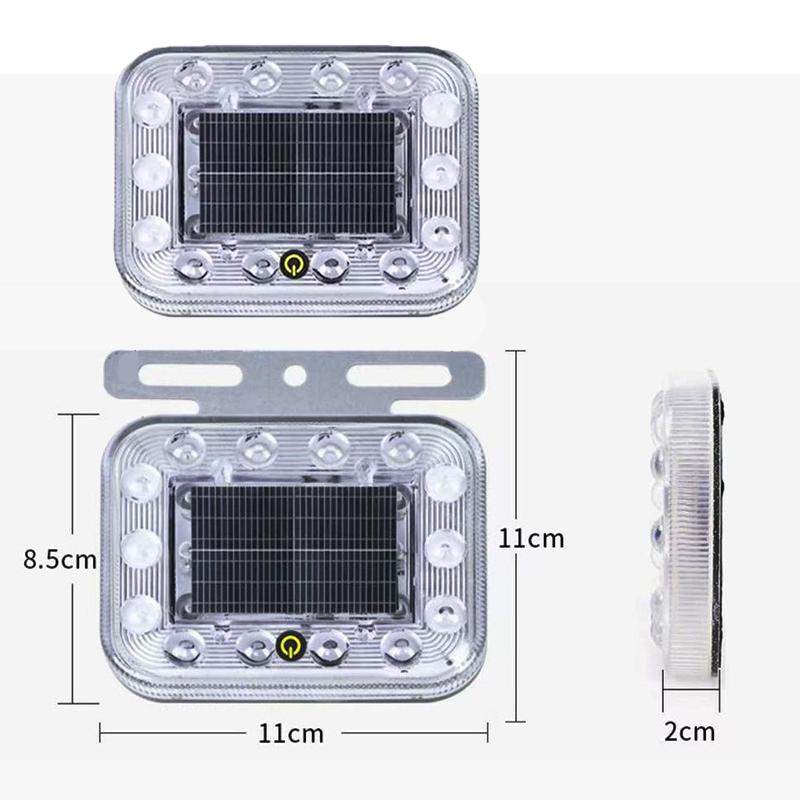 2PCS Solar Car Light Shockproof LED Truck Warning Signal Lamp No Wiring Solar Flash Light Vehicle Anti Rear End Collision Lamp