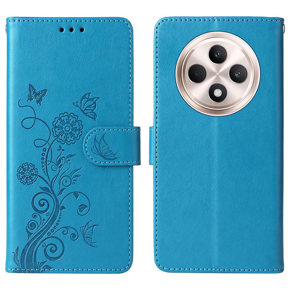 For Oppo Reno12 F 4G Leather Case Butterfly Floral Imprint Wallet Stand Cover