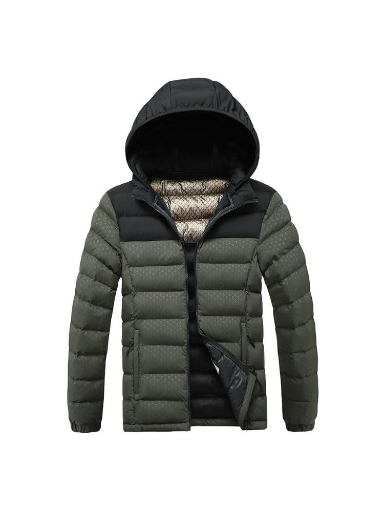 Light Cotton Coat Men's Winter Hit The Colour Full Print Removable Cap Thickened Hooded Comfortable and Versatile Jacket Men