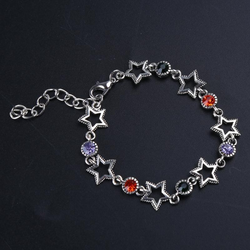 Silver Color Hollow Five-pointed Star Bracelet Zircon Bracelet Female Fashion Grunge Jewelry Adjustable Bracelet