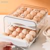 Automatic Rolling Egg Rack Double-Layer Drawer Refrigerator Organizer Plastic Egg Storage Box