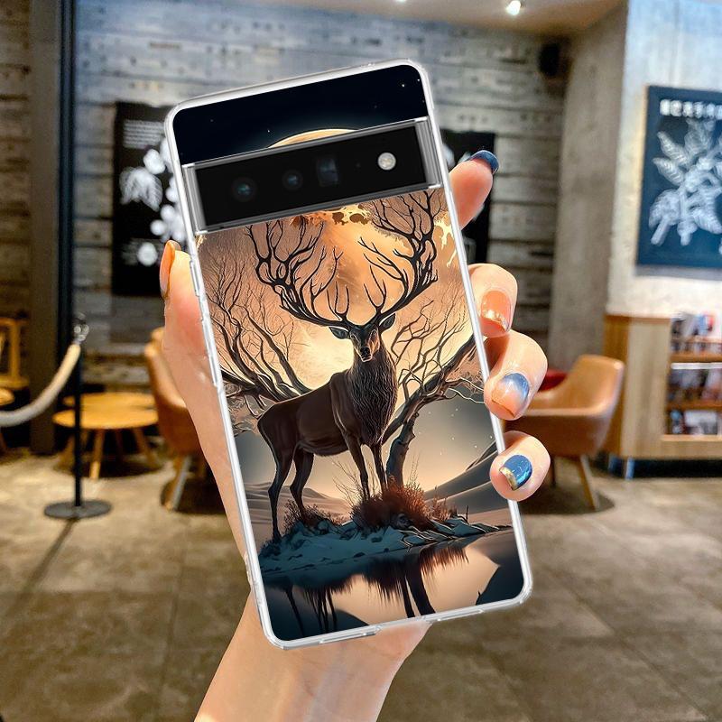 

Phone Case Cover for Google Pixel 9 8 7 6 5 4 4XL 7A 6A 5A 4A 3A Pro XL 5G Transparent Soft TPU Shell Cartoon Cute Animal Deer for Pixel 8