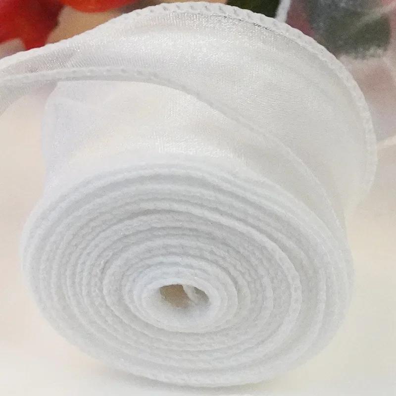 40mm Roll Sheer Chiffon Ribbon Organza Satin Ribbons for Gift Wrapping Decoration Wedding Bouquets Wreath Sewing Supplies