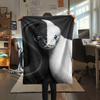 1PC Bicolor Animal Portraits Print FlAannel Blanket, High Quality Comfortable for All Seasons, Home Decor, Warmth and Comfort