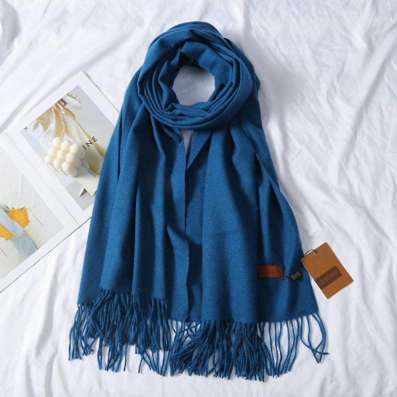 Mary 300g imitation cashmere tassel scarf women's winter solid color thickened warm shawl Japanese scarf