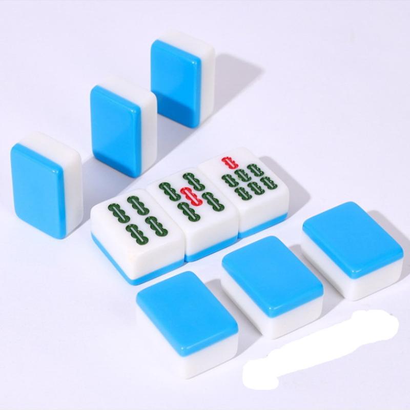 Mahjong Sets Brettspiel Mit Großer Aufbewahrungstasche Tragbares Tischspiel Mit 144 Melaminharz-Mahjongsteinen Für Familienfreizeit