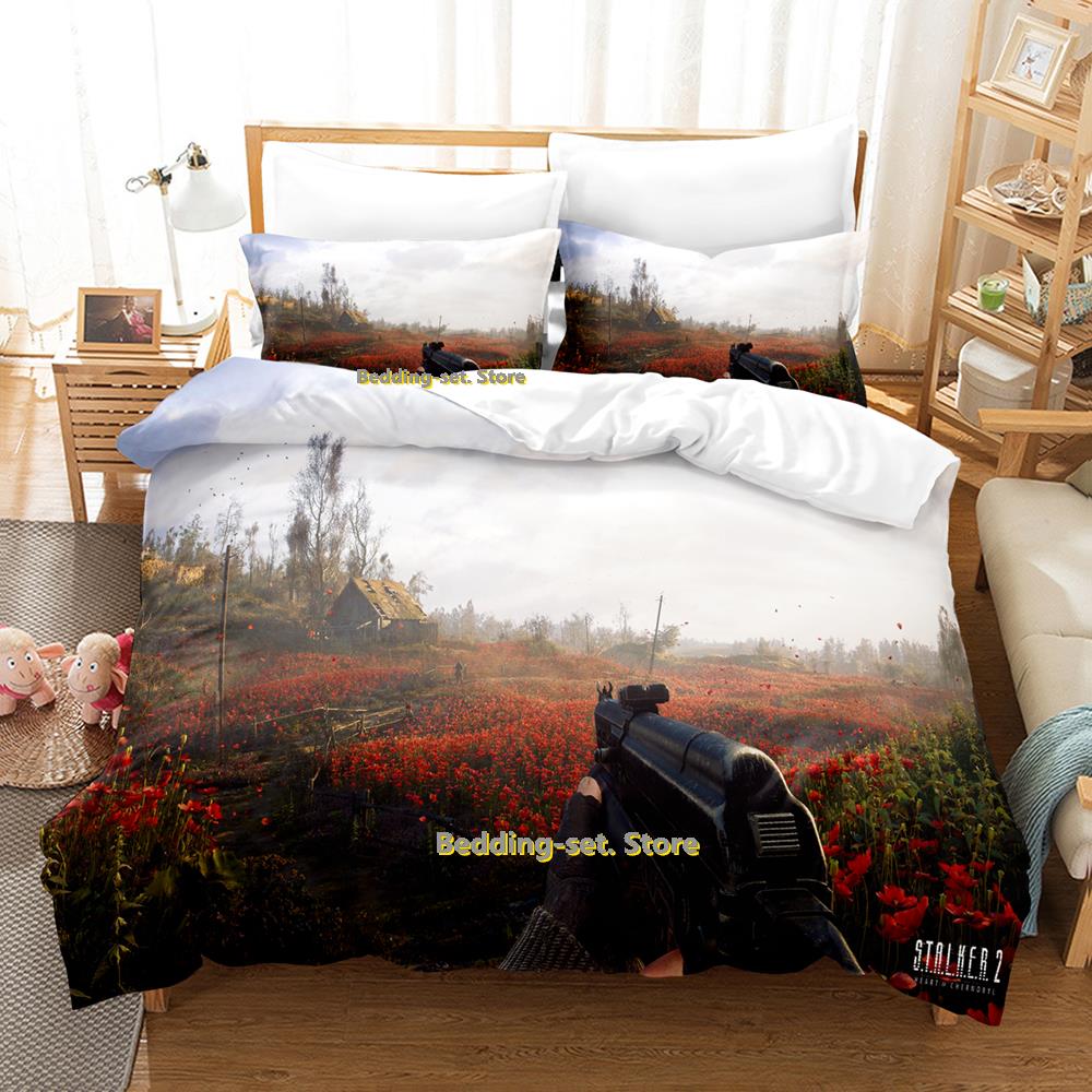 Nová hra S.T.A.L.K.E.R. 2 Srdce Černobylu Povlečení Kreslené Anime Třídílná Sada Ložnice pro Dospělé Děti Povlaky na Peřinu Literie
