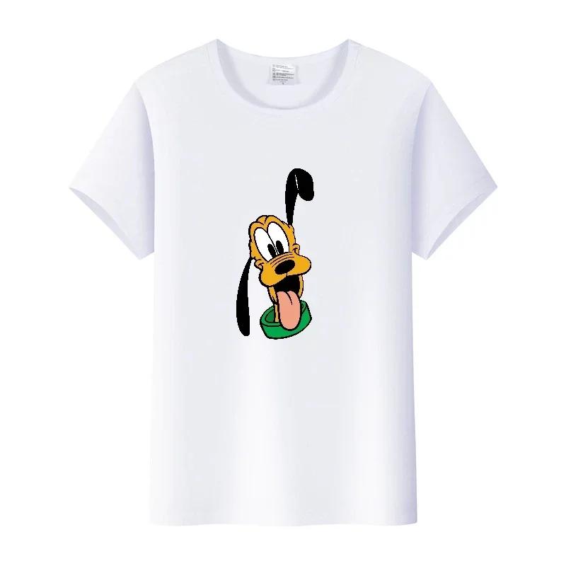 Casual Cartoon Goofy Pluto Clothes Plus Size T-shirt Summer White Tees 90S Tops Harajuku Blouses Tshirt Unisex