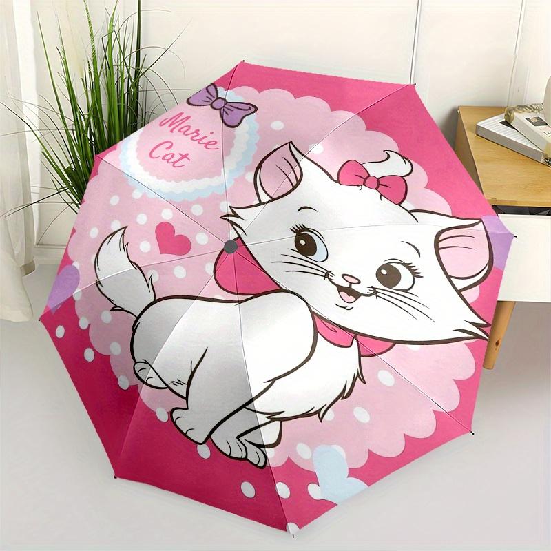 

Marie Cat Themed Automatic opening and closing folding umbrella, 8 rib windproof, compact travel design, suitable for all occasion | Fashion