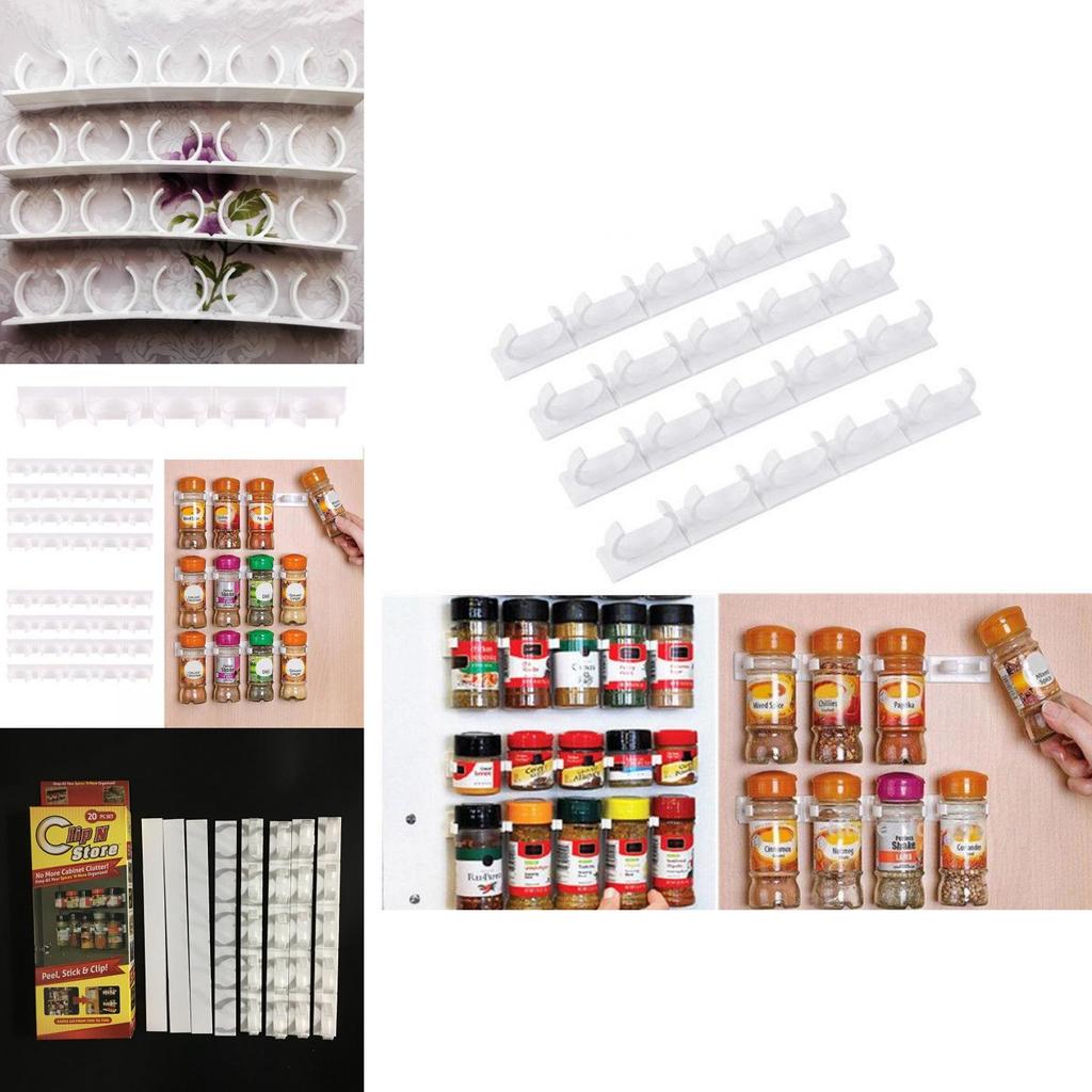 N 4pcs Clip Store Home Kitchen Stick Spice Wall Rack Storage Organizer Grippe