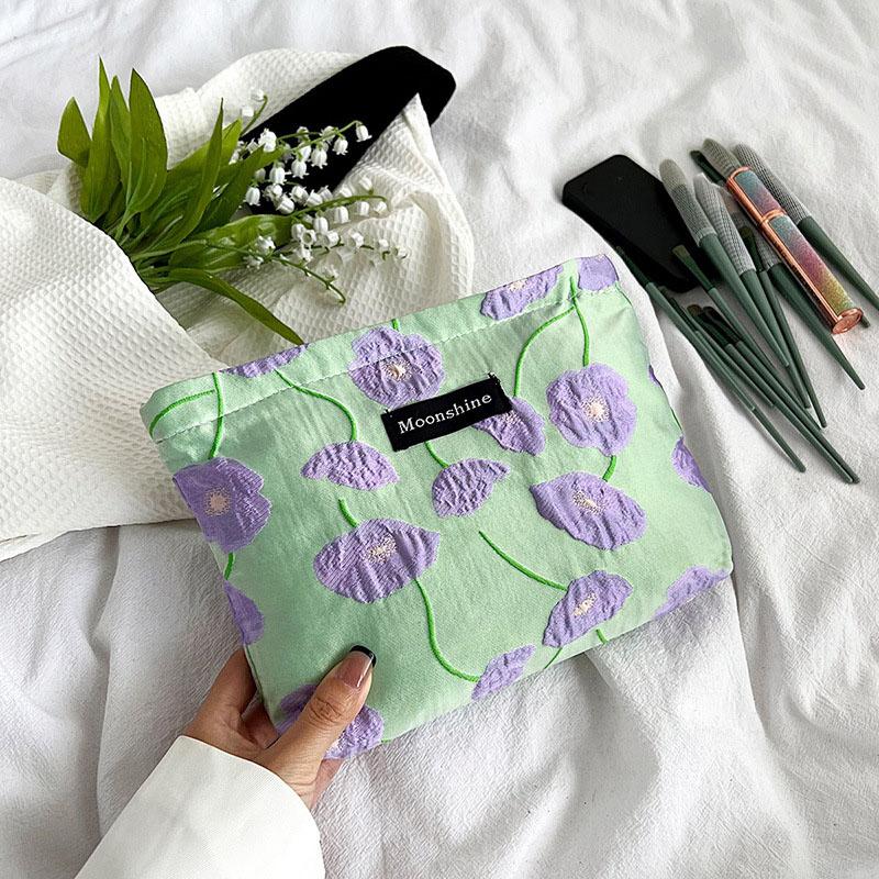 Corduroy Colourful Striped Women Cosmetic Bag Large Small Makeup Storage Bag Travel Organizer Zipper Drawstring Wash Bag Pouch