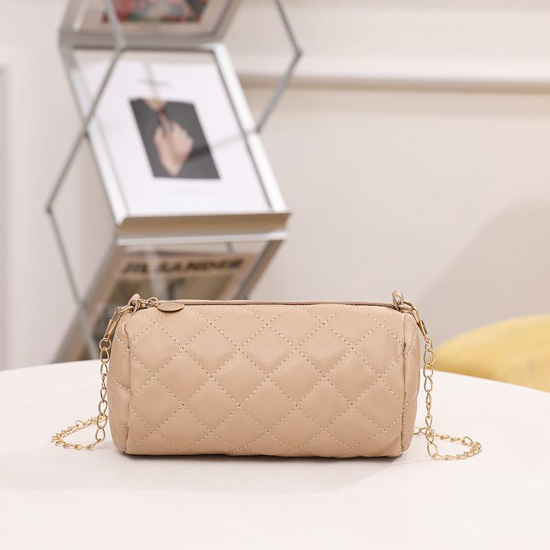 Bag women's new rhombus embroidery chain small cylinder bag casual mobile phone, bag small bag