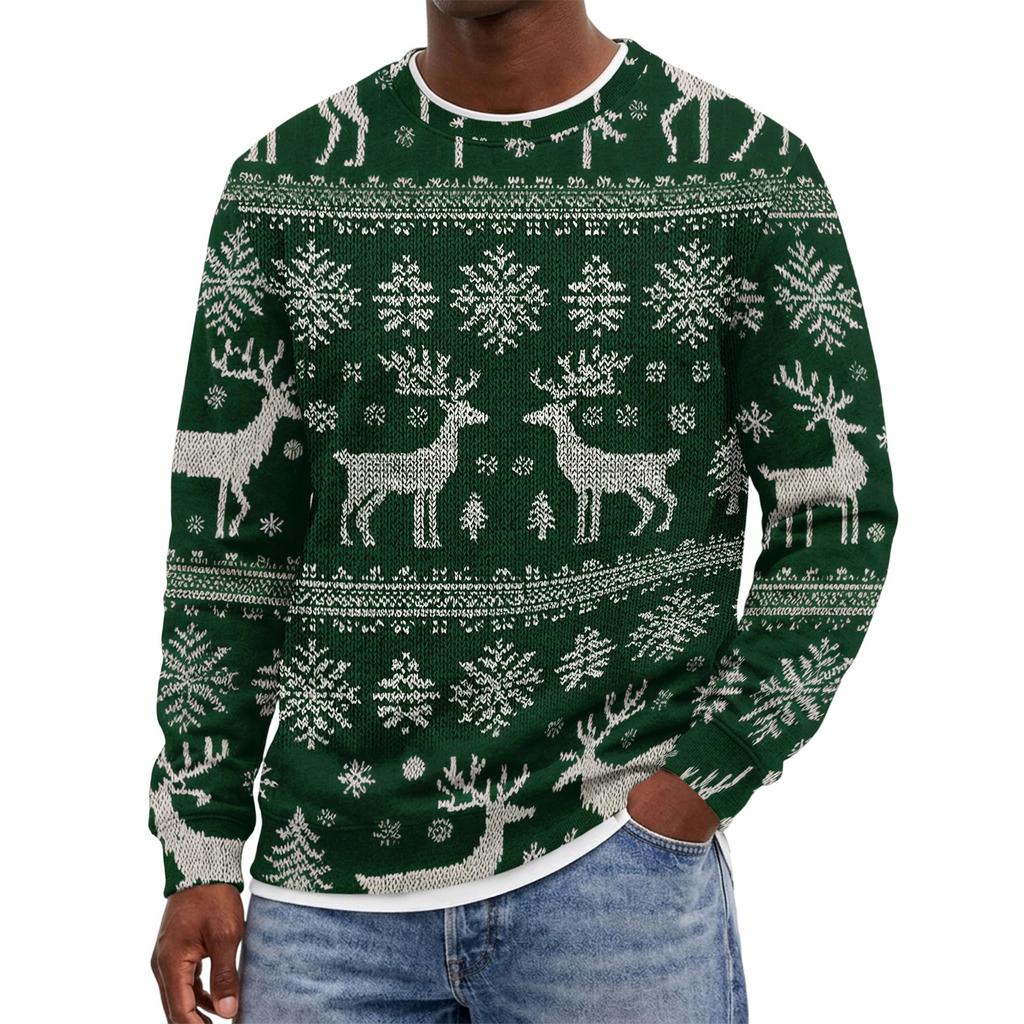 Men's Christmas Hoodless Neck Pullover Sweatshirt, for Him