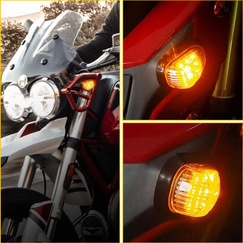Motorcycle Mini LED Turn Signals Handlebar Blinker Indicators Amber Flowing Signal Lamp DRL for Honda Yamaha Kawasaki Cafe Racer