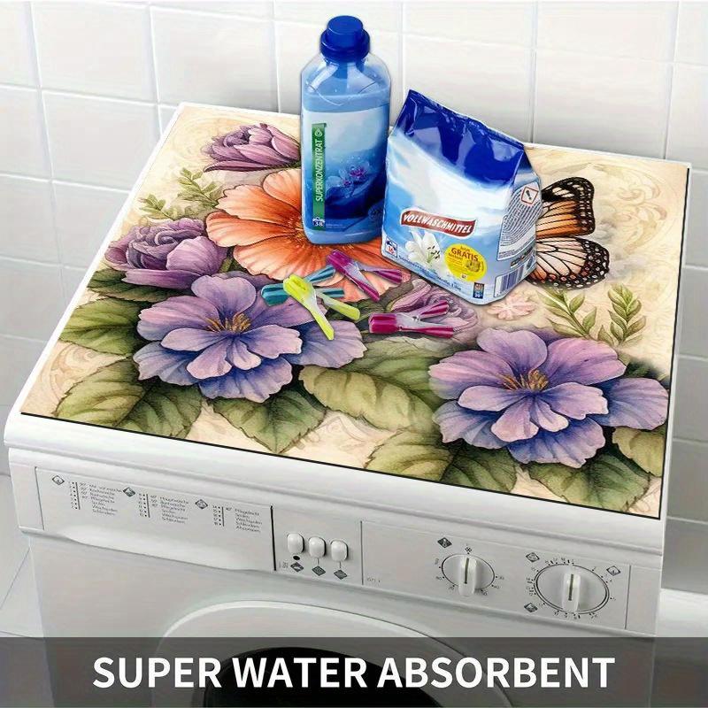 1Pcs Rubber Drying Mat With Flower Pattern For Coffee Shop Restaurant Kitchen Carpet Tableware Durable Diatom Mud Table Mat Pet Mat Coffeeware