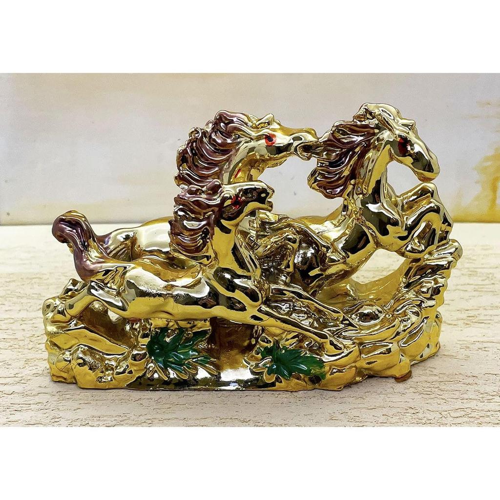 Exclusive Golden Polyresin Fengshui Victory Running Horse for Positive Energy Vibrations