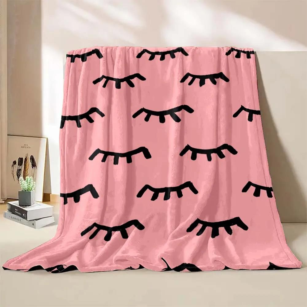 6 Sizes Cartoon Eyelashes Art Printed Believer Blanket Warm Soft and Comfortable Home Travel Blanket Office Sofa Blanket Gift