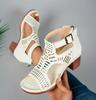 Lässige Plateausandalen für Damen im Sommer mit offener Spitze, einfarbig, ausgehöhltes Design mit Reißverschluss, High Heel-Sandalen