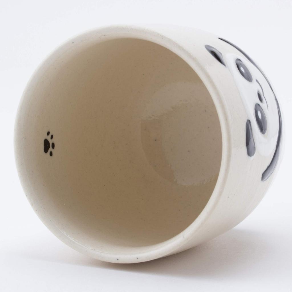 Hasami ware teacup, panda pattern, black, 70442