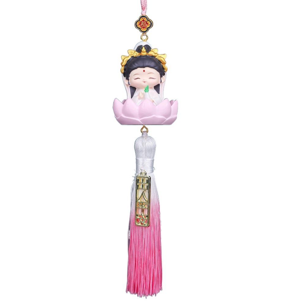 Cute Buddha Guanyin Car Pendant Chinese Style Cartoon Buddha Figures  Car Interior Decoration