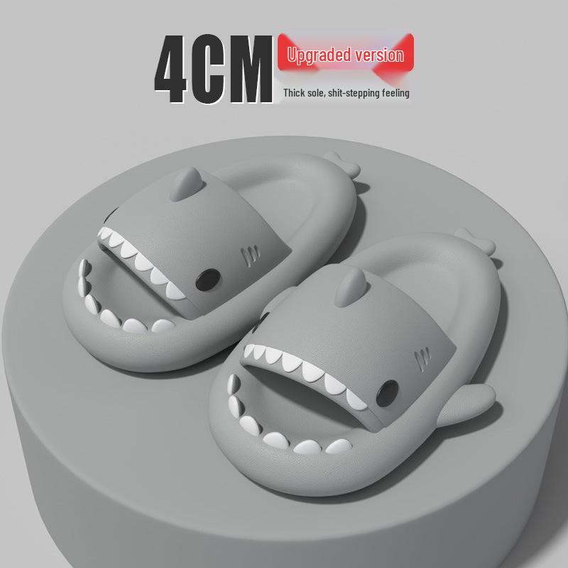 4cm Thick Sole Shark Slippers: Fun Cartoon EVA Slippers for Women, Men & Kids - Unique Stepping Sensation