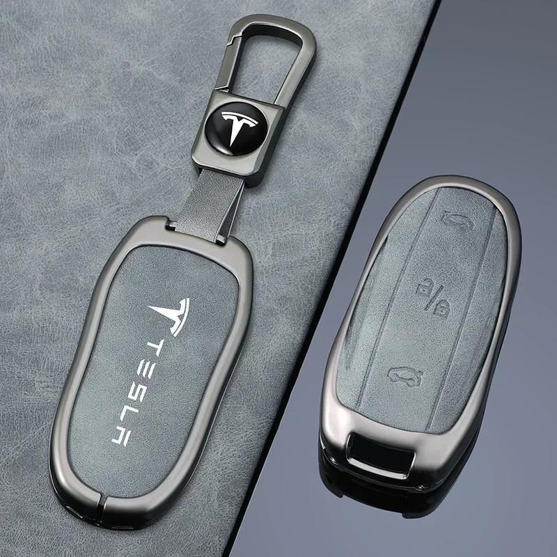 Car Sticker 2025 Hot Fashion Car Metal Advanced Gray Key Case Cover Shell Holder Protection Auto Styling Accessory For Tesla Mod
