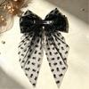 Oversized Halloween Hair Bows with Mesh Layers and Long Ribbon Tails, 2Piece Mesh Bowknot Clip for Women Costume Photo Styling