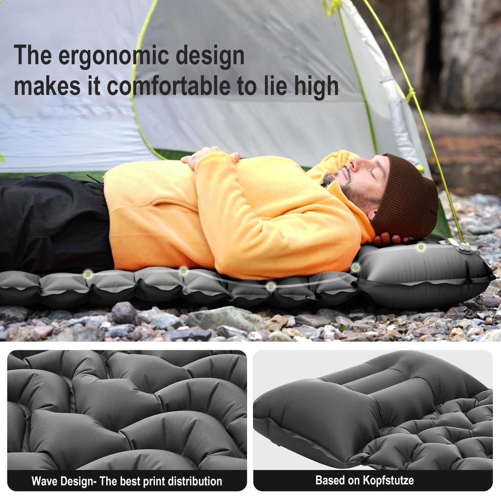 Customised Inflating Camping Air Mattress Foot Pump TPU Ultralight Sleeping Mat TPU Folding Sleeping Pad for Hiking Tent Outdoor