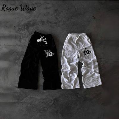 RogueWave Y2K New Streetwear Sweatpants Men Women Joggers Harajuku Hip Hop Letter Graphic Embroidery Oversized Pants Goth Casual Trousers