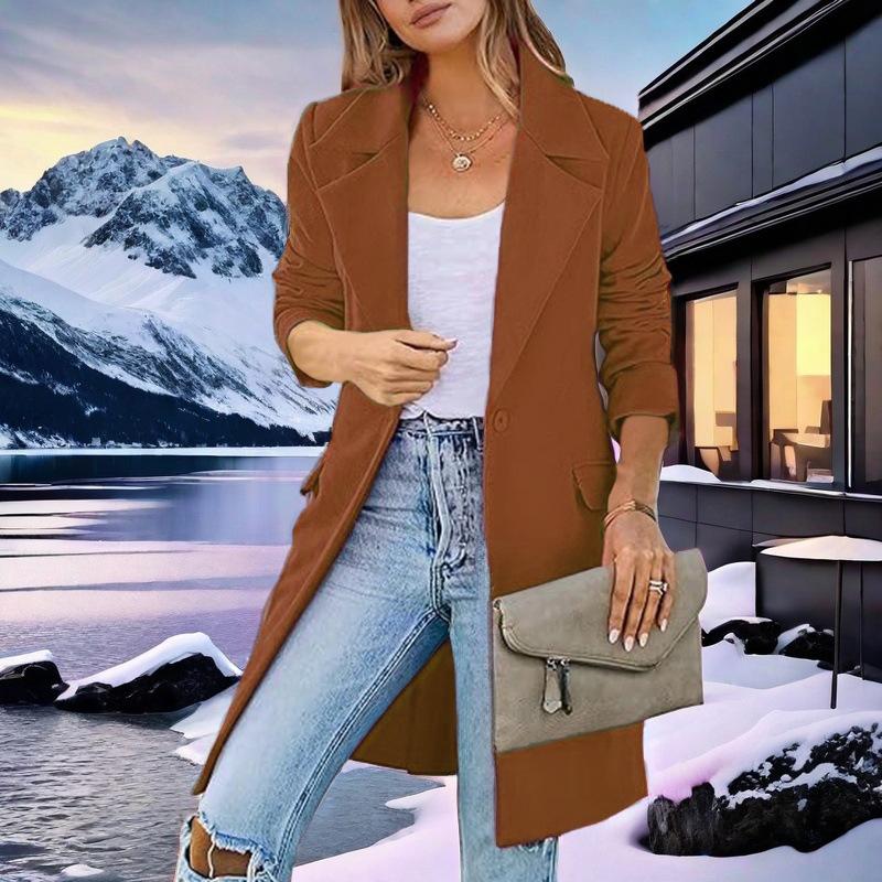 Autumn and Winter Large Size Woolen Coat for Women One Button Woolen Jacket Cardigan