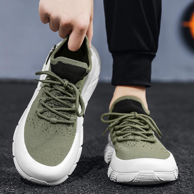 Men's Shoe Fly Woven Lightweight Comfortable Men's Safety Shoes Casual Breathable Sneakers Fashionable Lace Up Running Shoes