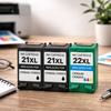 Cartouche d'encre - SHOP-STORY - HP 21XL/22XL - Pack 3 (2x Noir + 1x Couleur) - Haute capacité XL - Plug &amp; Play