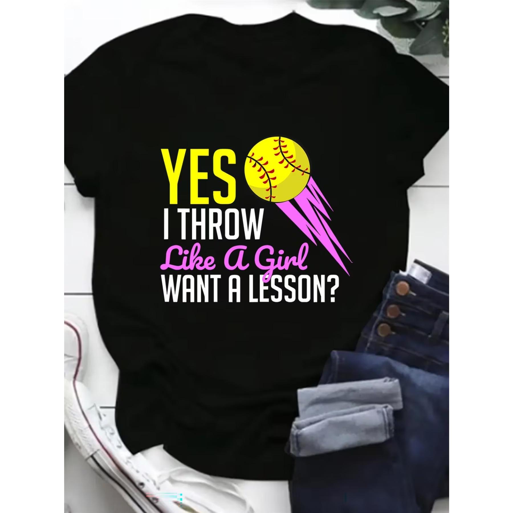 

Women s Plus Size Softball Yes Like A T-Shirt Oversized Athletic Top, Loose Fit Stretch Training Shirt for Softball Practice & Games XXL