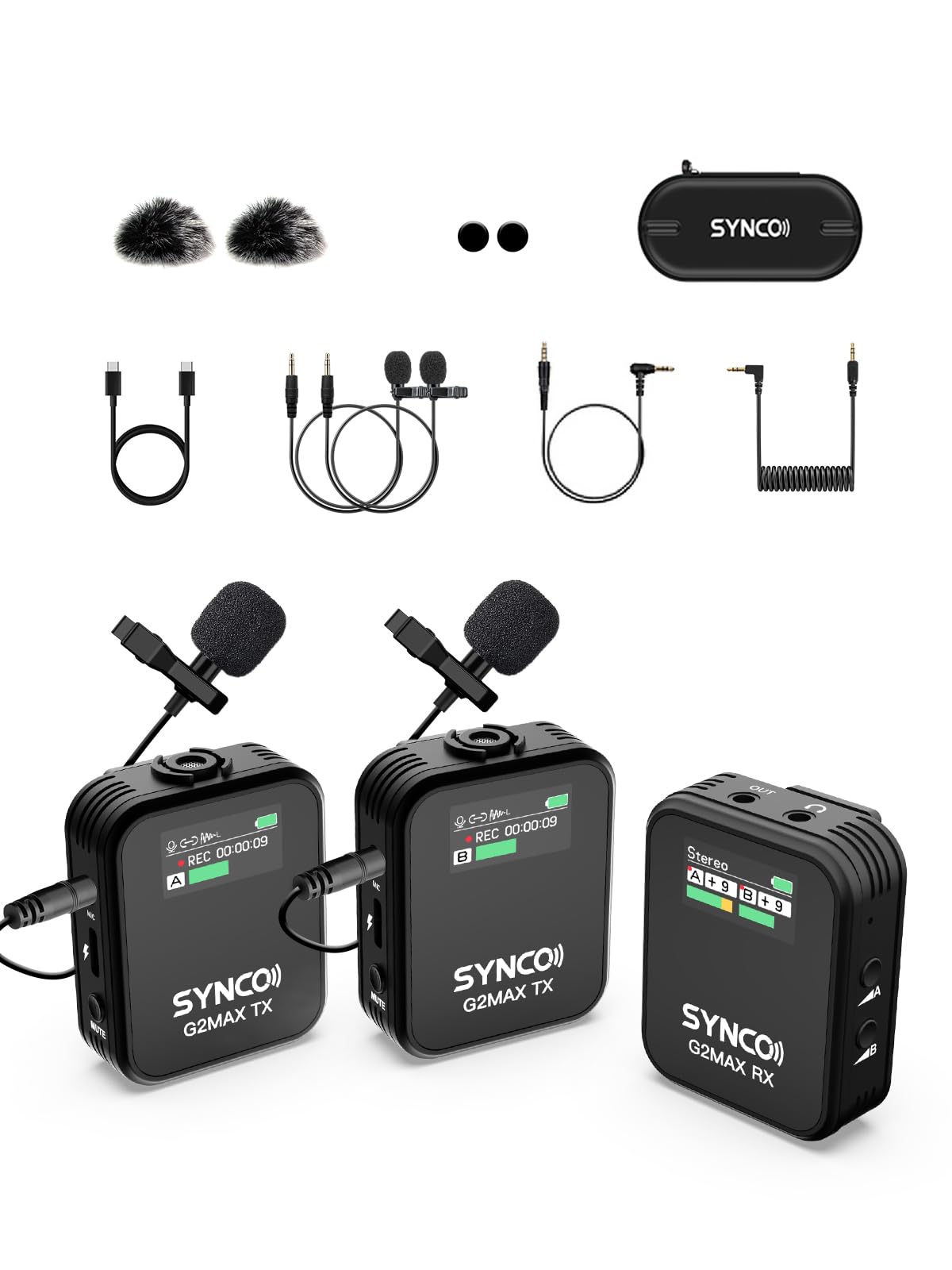 

Беспроводной штыревой микрофон SYNCO G2(A2) МАКС. Примерно 24 часа записи Шумоподавление Регулировка громкости Запись видео YouTube в прямом эфире