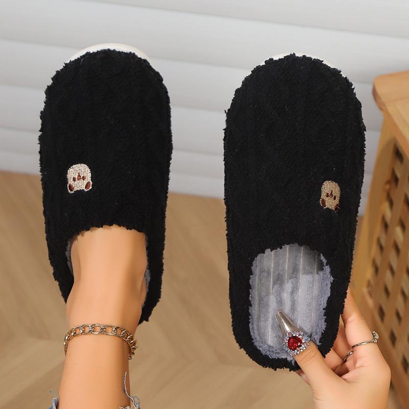 

Новые простые хлопковые туфли для домашнего использования для женщин, пушистые открытые туфли, теплые тапочки Fits 35-36