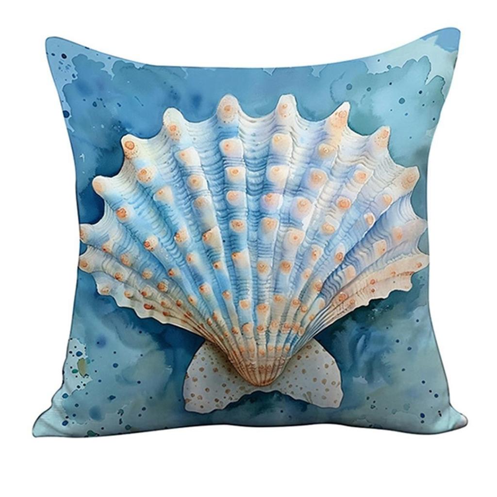 Home Decor Oceanic Creatures: Seahorses, Starfish & Turtles Pattern Cushion Cover Suitable for Sofa Bedroom Car Pillow Cover