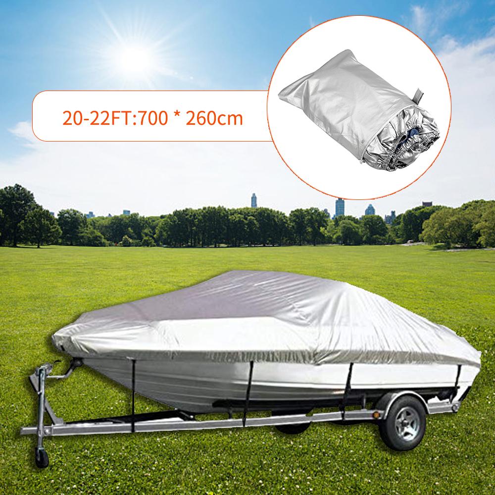 Copertura per Barca 5 Misure Tessuto Oxford 300D Protezione Esterna Impermeabile Riflettente Anti-schiacciamento Antistrappo Adatta per Barche da Bass 20-22FT
