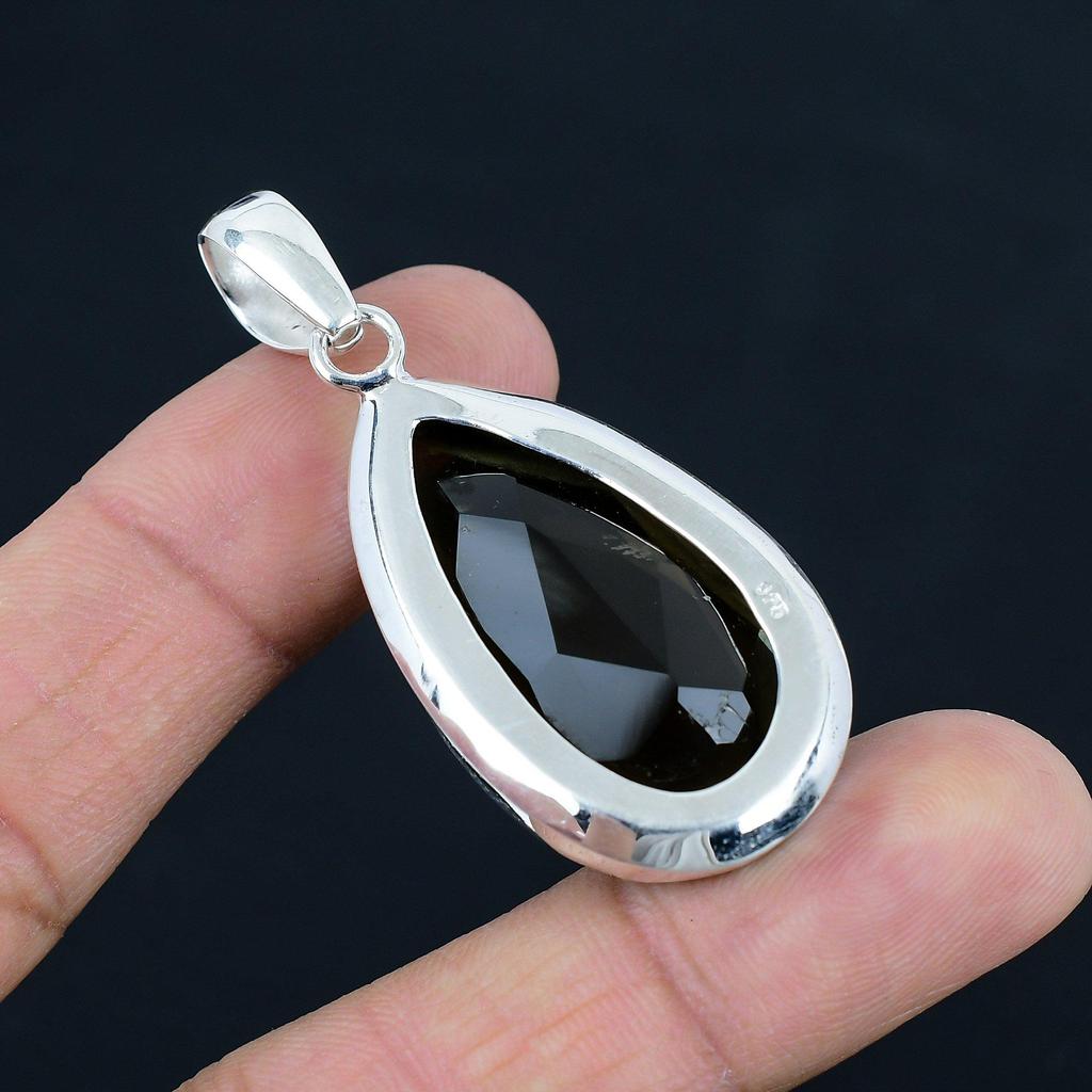 Natural Faceted Smoky Quartz Gemstone Pendant, 925 Sterling Silver, Pendant Jewelry, Handmade Silver Pendant Jewelry for Gift, Easter Gift