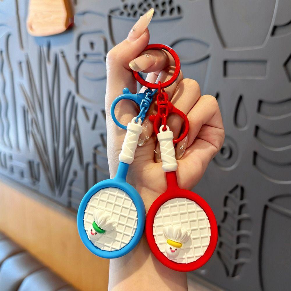PVC Badminton Keyring Cartoon Bag Pendant Creative Badminton Racket Keychain  Couple's Gift