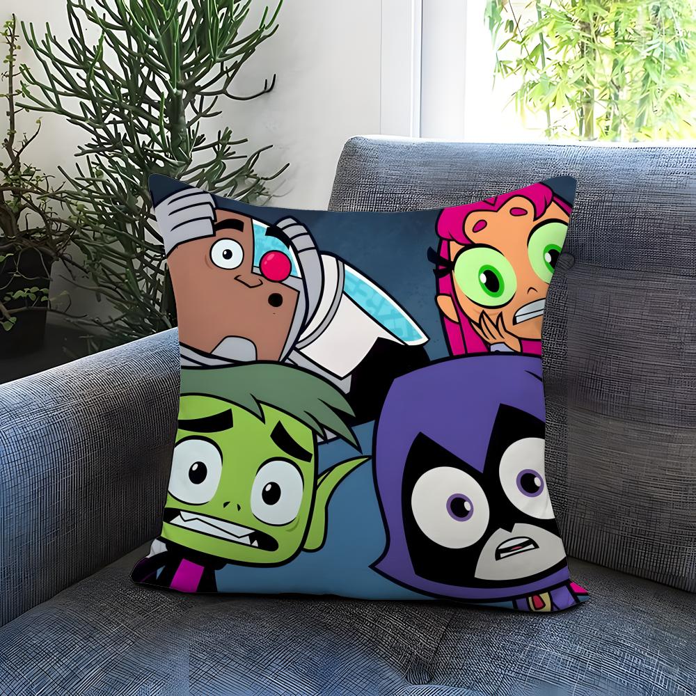 anime Teen Titans Go! Cushion Cover Comfortable Reversible Pillow Cover Ideal for Car Sofa Bedroom & Beyond