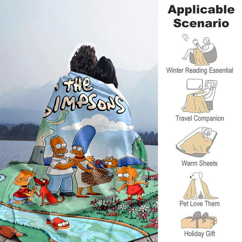 1Pc Simpsons Family Adventure Blanket Soft And Comfortable Casual Warm Camping Travel Christmas Halloween Gift M921673